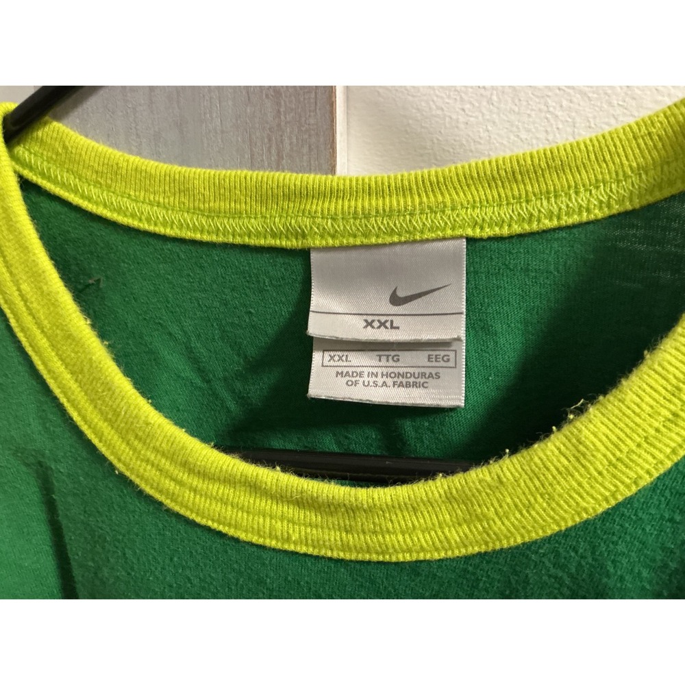 Nike Sportswear Ringer T-Shirt Mens XXL Green Yellow Short Sleeve Graphic Tee - Picture 2 of 2